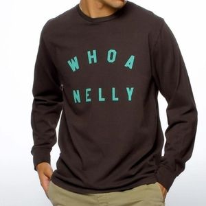 Sub Urban Riot Whoa Nelly Men's Varsity Long Sleeve T-Shirt, Dark Brown, Small